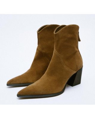 Pointed Toe Thick Heel Modern Boots Fashion Autumn Winter Pumps 2023 Retro Zipper Black Wear-resistant Stiletto Shoes for Women