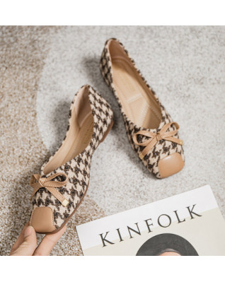 Butterfly Knot Accessories Splicing Women's Flat Bottom Shoes Comfortable 2023 New Fashion Light Buckle Concise Korean Style