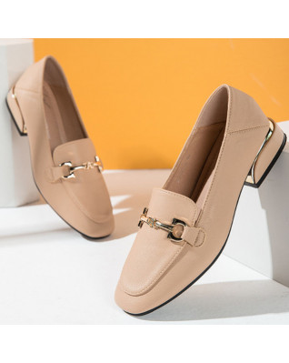 British Style Square Thick Heel Loafers Pu mps 2023 New Fashion Khaki Casual Round Toe Women's Shoes Mary Janes Spring Autumn